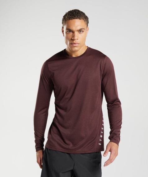 Koszulki Gymshark Sportowe Long Sleeve Męskie Bordowe | PL 783QZW